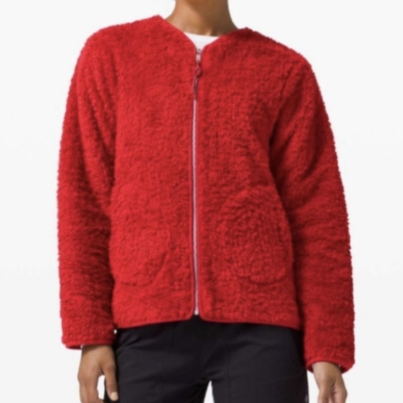 Lululemon Oh So Sherpa Red Full Zip Jacket sz 2 - Picture 1 of 8